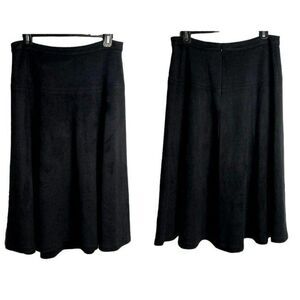 Premise Studio Black Moleskin Midi Skirt Sz 4 Flared Stretch